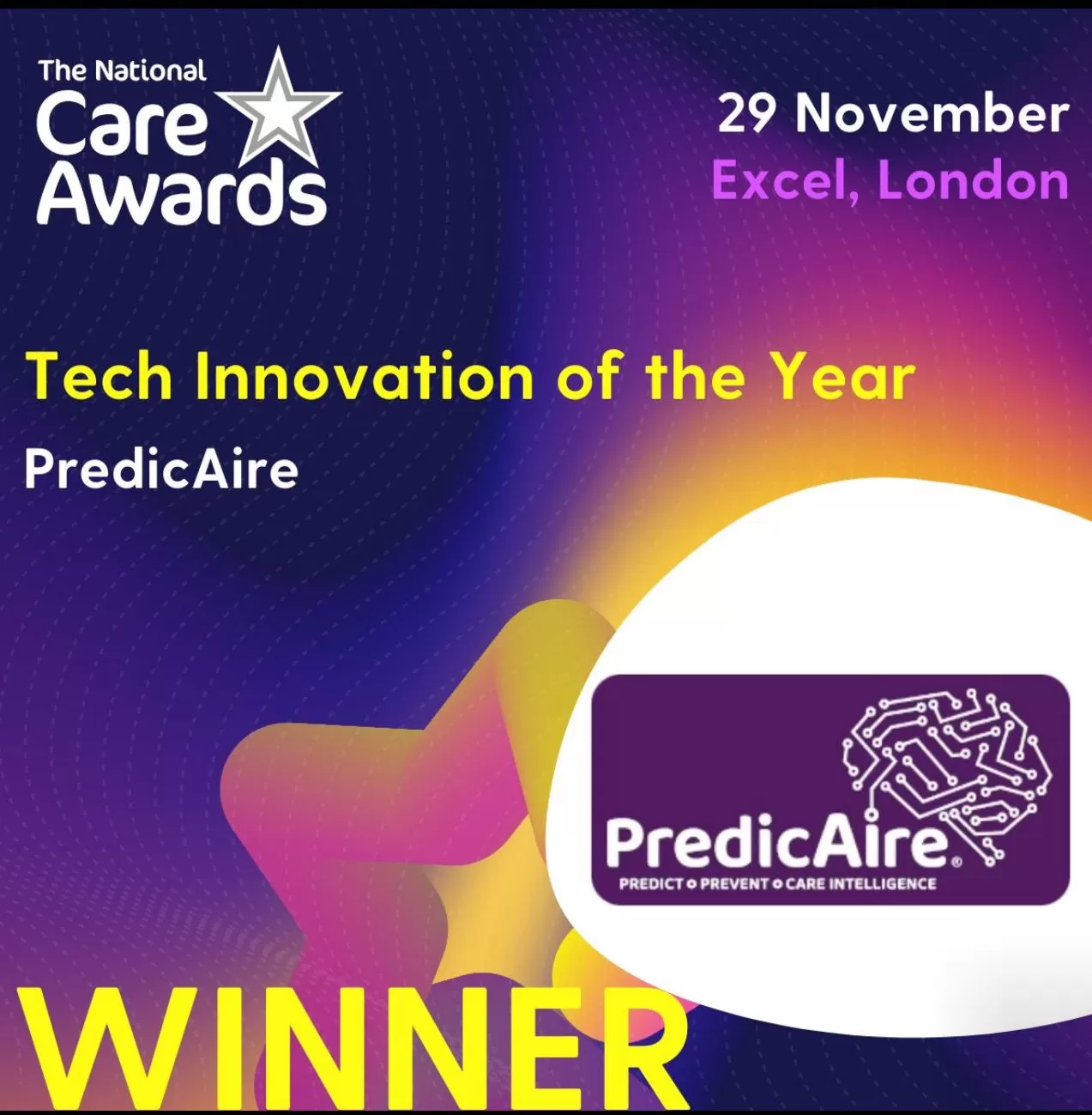 PredicAire Wins Tech Innovation of the Year at National Care Awards 2024